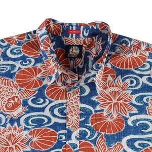 Reyn Spooner Shirt Mens 3XL Tailored Fit Koi Fish Lotus Flower Reverse Print